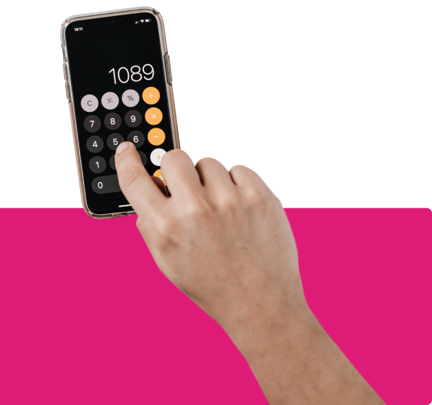 hand-typing-mobile-phone-calculator-magenta