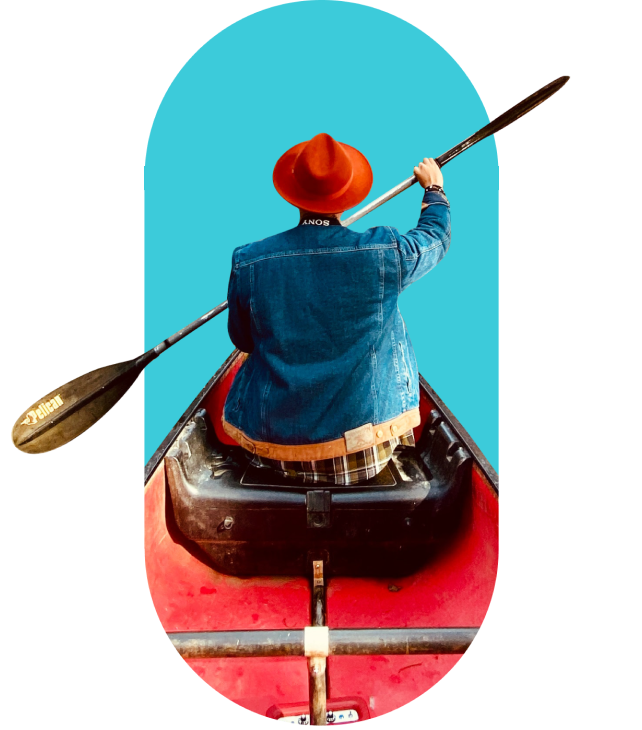 man-hat-canoe